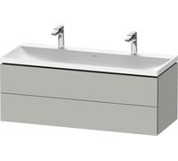 Duravit L-Cube c-shaped Ensemble suspendu, 2 tiroirs, 2 plans de toilette, sans trop-plein, 2 trous pour robinetterie, 1200x480x480mm, LC6954O07070000, Couleur: DÃ©cor gris bÃ©ton mat
