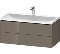 Duravit L-Cube c-shaped Ensemble suspendu, 2 tiroirs, sans trop-plein, 1 trou pour robinet, 1000x480x480mm, LC6952O89890000, Couleur: Laque haute brillance Gris Flanelle