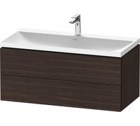 Duravit L-Cube c-shaped Ensemble suspendu, 2 tiroirs, sans trop-plein, 1 trou pour robinet, 1000x480x480mm, LC6952O69690000, Couleur: Noyer brossé Placage bois véritable
