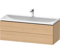 Duravit L-Cube c-shaped Ensemble suspendu, 2 tiroirs, sans trop-plein, 1 trou pour robinet, 1200x480x480mm, LC6953O30300000, Couleur: Décor chêne naturel