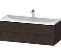 Duravit L-Cube c-shaped Ensemble suspendu, 2 tiroirs, sans trop-plein, 1 trou pour robinet, 1200x480x480mm, LC6953O69690000, Couleur: Noyer brossé Placage bois véritable