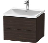 Duravit L-Cube c-shaped Ensemble suspendu, 2 tiroirs, sans trop-plein, 1 trou pour robinet, 600x480x480mm, LC6950O69690000, Couleur: Noyer brossé Placage bois véritable