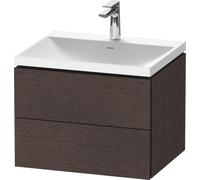 Duravit L-Cube c-shaped Ensemble suspendu, 2 tiroirs, sans trop-plein, 1 trou pour robinet, 600x480x480mm, LC6950O72720000, Couleur: placage en chêne véritable brossé foncé