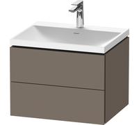 Duravit L-Cube c-shaped Ensemble suspendu, 2 tiroirs, sans trop-plein, 1 trou pour robinet, 600x480x480mm, LC6950O90900000, Couleur: Flanelle Vernis gris satiné mat soyeux