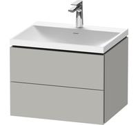 Duravit L-Cube c-shaped Ensemble suspendu, 2 tiroirs, sans trop-plein, 1 trou pour robinet, 600x480x480mm, LC6950O07070000, Couleur: DÃ©cor gris bÃ©ton mat