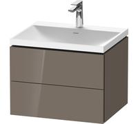 Duravit L-Cube c-shaped Ensemble suspendu, 2 tiroirs, sans trop-plein, 1 trou pour robinet, 600x480x480mm, LC6950O89890000, Couleur: Laque haute brillance Gris Flanelle