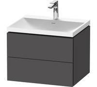 Duravit L-Cube c-shaped Ensemble suspendu, 2 tiroirs, sans trop-plein, 1 trou pour robinet, 600x480x480mm, LC6950O49490000, Couleur: Décor graphite mat