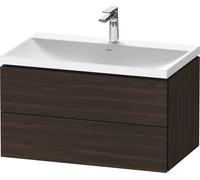 Duravit L-Cube c-shaped Ensemble suspendu, 2 tiroirs, sans trop-plein, 1 trou pour robinet, 800x480x480mm, LC6951O69690000, Couleur: Noyer brossé Placage bois véritable