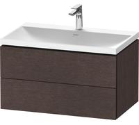 Duravit L-Cube c-shaped Ensemble suspendu, 2 tiroirs, sans trop-plein, 1 trou pour robinet, 800x480x480mm, LC6951O72720000, Couleur: placage en chêne véritable brossé foncé