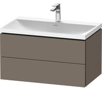 Duravit L-Cube c-shaped Ensemble suspendu, 2 tiroirs, sans trop-plein, 1 trou pour robinet, 800x480x480mm, LC6951O90900000, Couleur: Flanelle Vernis gris satiné mat soyeux