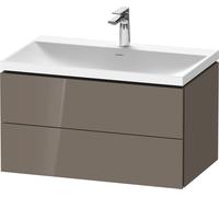Duravit L-Cube c-shaped Ensemble suspendu, 2 tiroirs, sans trop-plein, 1 trou pour robinet, 800x480x480mm, LC6951O89890000, Couleur: Laque haute brillance Gris Flanelle