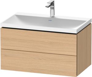 Duravit L-Cube c-shaped Ensemble suspendu, 2 tiroirs, sans trop-plein, 1 trou pour robinet, 800x480x480mm, LC6951O30300000, Couleur: Décor chêne naturel
