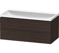 Duravit L-Cube c-shaped Ensemble suspendu, 2 tiroirs, sans trop-plein, sans trou pour robinetterie, 1000x480x480mm, LC6952N69690000, Couleur: Noyer brossé Placage bois véritable