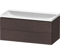 Duravit L-Cube c-shaped Ensemble suspendu, 2 tiroirs, sans trop-plein, sans trou pour robinetterie, 1000x480x480mm, LC6952N72720000, Couleur: placage en chêne véritable brossé foncé