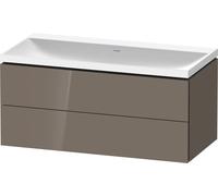 Duravit L-Cube c-shaped Ensemble suspendu, 2 tiroirs, sans trop-plein, sans trou pour robinetterie, 1000x480x480mm, LC6952N89890000, Couleur: Laque haute brillance Gris Flanelle