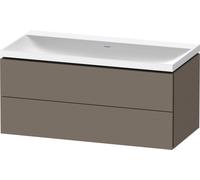 Duravit L-Cube c-shaped Ensemble suspendu, 2 tiroirs, sans trop-plein, sans trou pour robinetterie, 1000x480x480mm, LC6952N90900000, Couleur: Flanelle Vernis gris satiné mat soyeux