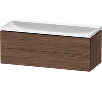 Duravit L-Cube c-shaped Ensemble suspendu, 2 tiroirs, sans trop-plein, sans trou pour robinetterie, 1200x480x480mm, LC6953N21210000, Couleur: DÃ©cor noyer foncÃ©