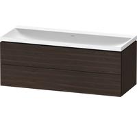 Duravit L-Cube c-shaped Ensemble suspendu, 2 tiroirs, sans trop-plein, sans trou pour robinetterie, 1200x480x480mm, LC6953N69690000, Couleur: Noyer brossé Placage bois véritable