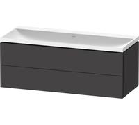 Duravit L-Cube c-shaped Ensemble suspendu, 2 tiroirs, sans trop-plein, sans trou pour robinetterie, 1200x480x480mm, LC6953N80800000, Couleur: Décor graphite super mat