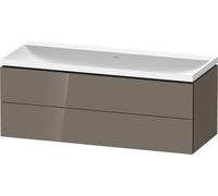 Duravit L-Cube c-shaped Ensemble suspendu, 2 tiroirs, sans trop-plein, sans trou pour robinetterie, 1200x480x480mm, LC6953N89890000, Couleur: Laque haute brillance Gris Flanelle