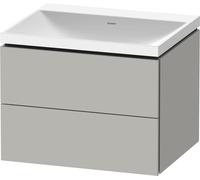 Duravit L-Cube c-shaped Ensemble suspendu, 2 tiroirs, sans trop-plein, sans trou pour robinetterie, 600x480x480mm, LC6950N07070000, Couleur: DÃ©cor gris bÃ©ton mat