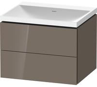 Duravit L-Cube c-shaped Ensemble suspendu, 2 tiroirs, sans trop-plein, sans trou pour robinetterie, 600x480x480mm, LC6950N89890000, Couleur: Laque haute brillance Gris Flanelle
