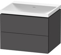 Duravit L-Cube c-shaped Ensemble suspendu, 2 tiroirs, sans trop-plein, sans trou pour robinetterie, 600x480x480mm, LC6950N49490000, Couleur: Décor graphite mat