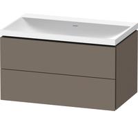 Duravit L-Cube c-shaped Ensemble suspendu, 2 tiroirs, sans trop-plein, sans trou pour robinetterie, 800x480x480mm, LC6951N90900000, Couleur: Flanelle Vernis gris satiné mat soyeux