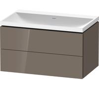 Duravit L-Cube c-shaped Ensemble suspendu, 2 tiroirs, sans trop-plein, sans trou pour robinetterie, 800x480x480mm, LC6951N89890000, Couleur: Laque haute brillance Gris Flanelle