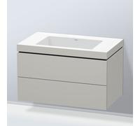 Duravit Vasque L-Cube LC6927N0707 80 x 48 cm sans trou pour robinet gris béton mat 2 tiroirs