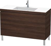 Duravit L-Cube meuble lavabo c-bonded avec socle sur pied, 120x48 cm, 2 tiroirs, sans trop-plein, 1 trou pour robinet, LC6939O5353, Couleur: Décor marron foncé