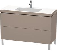 Duravit L-Cube meuble lavabo c-bonded avec socle sur pied, 120x48 cm, 2 tiroirs, sans trop-plein, 1 trou pour robinet, LC6939O4343, Couleur: Décor basalte mat