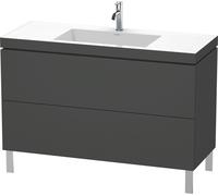 Duravit L-Cube meuble lavabo c-bonded avec socle sur pied, 120x48 cm, 2 tiroirs, sans trop-plein, 1 trou pour robinet, LC6939O4949, Couleur: Décor graphite mat
