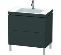 Duravit L-Cube meuble lavabo c-bonded avec socle sur pied, 80x48 cm, 2 tiroirs, sans trop-plein, 1 trou pour robinet, LC6937O4949, Couleur: Décor graphite mat