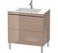 Duravit L-Cube meuble lavabo c-bonded avec socle sur pied, 80x48 cm, 2 tiroirs, sans trop-plein, 1 trou pour robinet, LC6937O8686, Couleur: Laque Cappuccino haute brillance