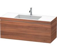 Duravit L-Cube meuble lavabo c-bonded avec socle, suspendu au mur, 120x48 cm, 1 tiroir, sans trop-plein, 1 trou pour robinet, LC6919O7979, Couleur: Décor noyer naturel