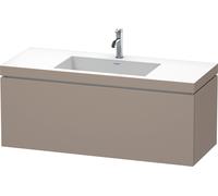 Duravit L-Cube meuble lavabo c-bonded avec socle, suspendu au mur, 120x48 cm, 1 tiroir, sans trop-plein, 1 trou pour robinet, LC6919O4343, Couleur: Décor basalte mat