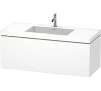 Duravit L-Cube meuble lavabo c-bonded avec socle, suspendu au mur, 120x48 cm, 1 tiroir, sans trop-plein, 1 trou pour robinet, LC6919O1818, Couleur: Décor blanc mat