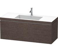 Duravit L-Cube meuble lavabo c-bonded avec socle, suspendu au mur, 120x48 cm, 1 tiroir, sans trop-plein, 1 trou pour robinet, LC6919O7272, Couleur: placage en chêne véritable brossé foncé