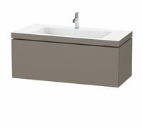 Duravit L-Cube meuble lavabo c-bonded avec socle, suspendu au mur, 120x48 cm, 1 tiroir, sans trop-plein, 1 trou pour robinet, LC6919O9090, Couleur: Flanelle Vernis gris satiné mat soyeux