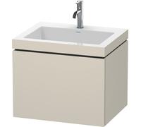 Duravit L-Cube meuble lavabo c-bonded avec socle, suspendu au mur, 60x48 cm, 1 tiroir, sans trop-plein, 1 trou pour robinet, LC6916O9191, Couleur: Décor Taupe