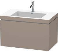 Duravit L-Cube meuble lavabo c-bonded avec socle, suspendu au mur, 80x48 cm, 1 tiroir, sans trop-plein, 1 trou pour robinet, LC6917O4343, Couleur: Décor basalte mat