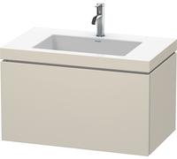 Duravit L-Cube meuble lavabo c-bonded avec socle, suspendu au mur, 80x48 cm, 1 tiroir, sans trop-plein, 1 trou pour robinet, LC6917O9191, Couleur: Décor Taupe
