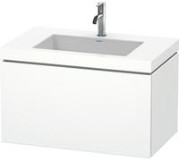 Duravit L-Cube meuble lavabo c-bonded avec socle, suspendu au mur, 80x48 cm, 1 tiroir, sans trop-plein, 1 trou pour robinet, LC6917O1818, Couleur: Décor blanc mat
