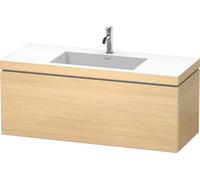 Duravit L-Cube meuble lavabo c-coller avec socle, suspendu au mur, 120x48 cm, 1 tiroir, sans trop-plein, 1 trou pour robinet, LC6919O7171, Couleur: Placage chêne méditerranéen en bois véritable