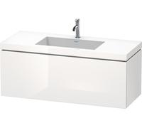Duravit L-Cube meuble lavabo c-coller avec socle, suspendu au mur, 120x48 cm, 1 tiroir, sans trop-plein, 1 trou pour robinet, LC6919O2222, Couleur: Décor blanc brillant