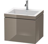 Duravit L-Cube meuble lavabo c-coller avec socle, suspendu au mur, 60x48 cm, 1 tiroir, sans trop-plein, 1 trou pour robinet, LC6916O8989, Couleur: Laque haute brillance Gris Flanelle