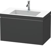 Duravit L-Cube meuble lavabo c-coller avec socle, suspendu au mur, 80x48 cm, 1 tiroir, sans trop-plein, 1 trou pour robinet, LC6917O4949, Couleur: Décor graphite mat