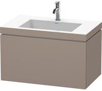 Duravit L-Cube meuble lavabo c-coller avec socle, suspendu au mur, 80x48 cm, 1 tiroir, sans trop-plein, 1 trou pour robinet, LC6917O4343, Couleur: Décor basalte mat
