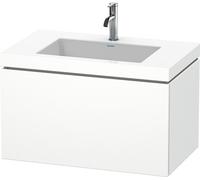 Duravit L-Cube meuble lavabo c-coller avec socle, suspendu au mur, 80x48 cm, 1 tiroir, sans trop-plein, 1 trou pour robinet, LC6917O7272, Couleur: placage en chêne véritable brossé foncé